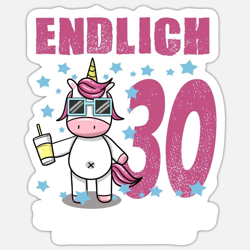 Endlich 30 - Sticker Größe S (10 x 10 cm) - Mattweiß