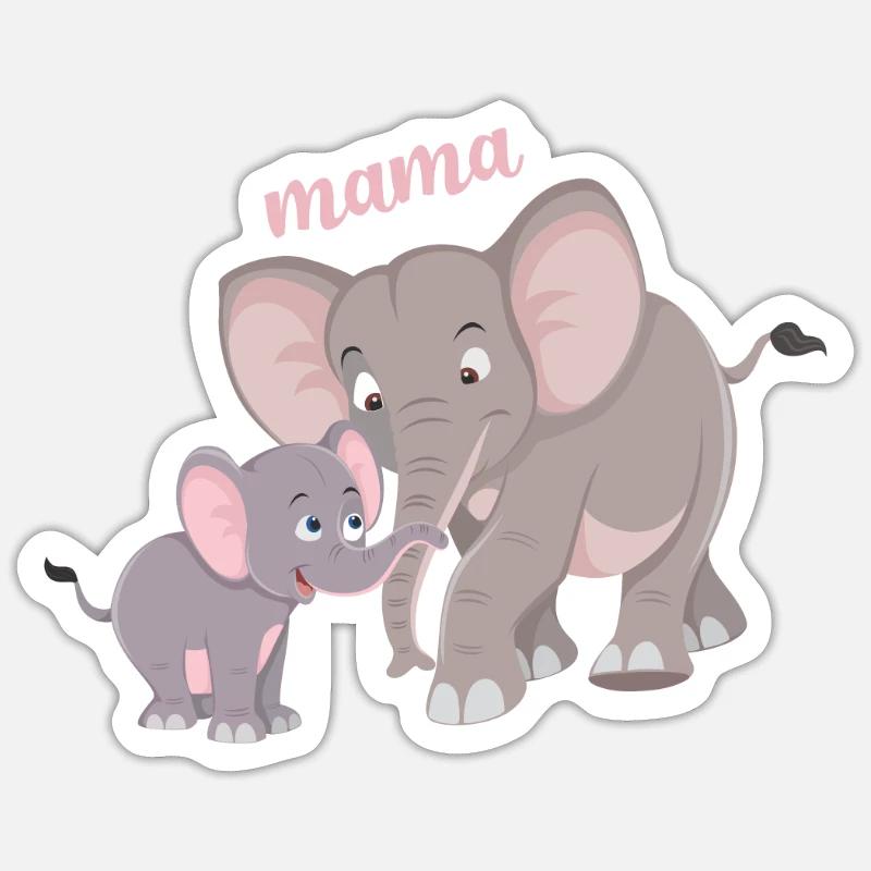 Cute elephant mom child bond - Sticker size S (10 x 10 cm) - white matte