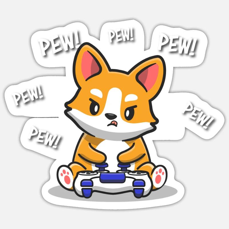 Corgi - Sticker taille S (10 x 10 cm) - blanc mat
