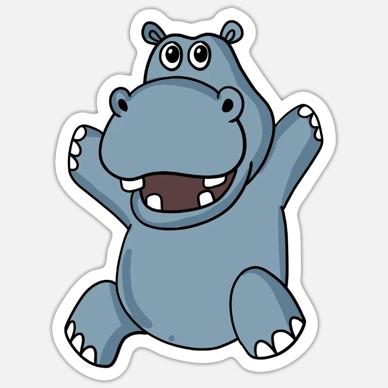 hippo - Sticker size S (10 x 10 cm) - white matte