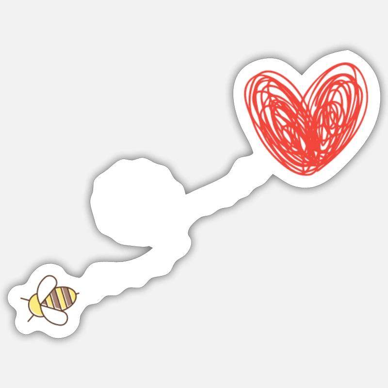Bienen Imker Herz Geschenkidee - Sticker Größe S (10 x 10 cm) - Mattweiß