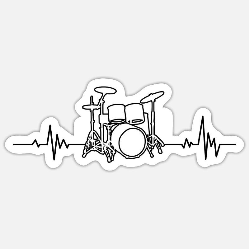 DRUMMER gift drum kit for drummer - Sticker size S (10 x 10 cm) - white matte