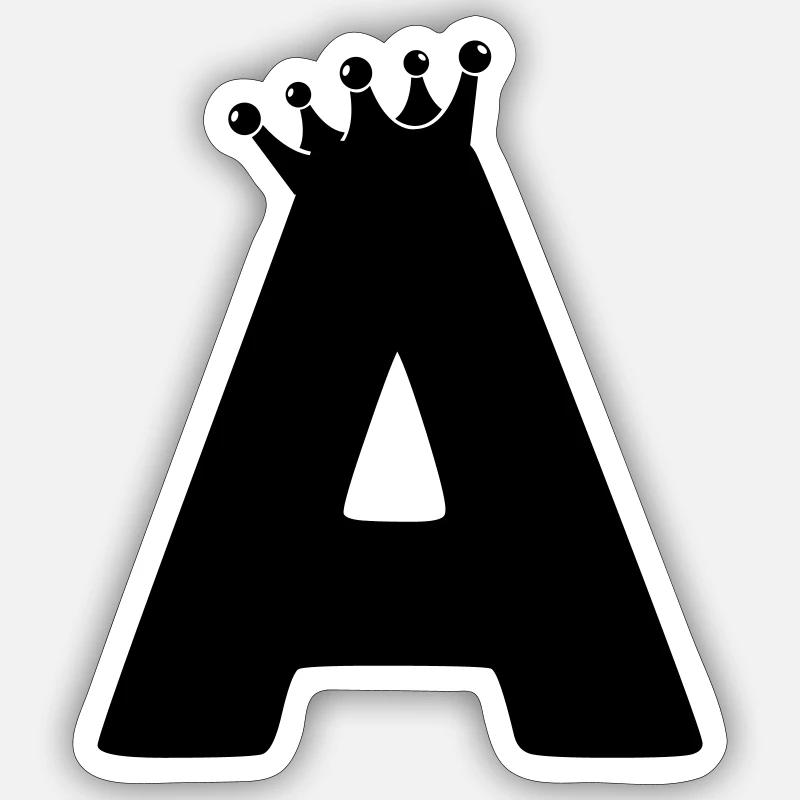 Letter A crown - Sticker size S (10 x 10 cm) - white matte