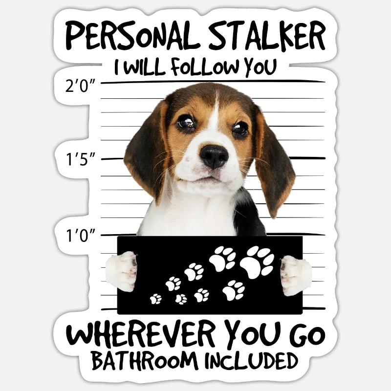 beagle - Sticker taille S (10 x 10 cm) - blanc mat