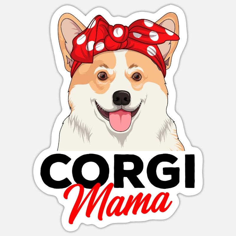 Corgi - Sticker taille S (10 x 10 cm) - blanc mat