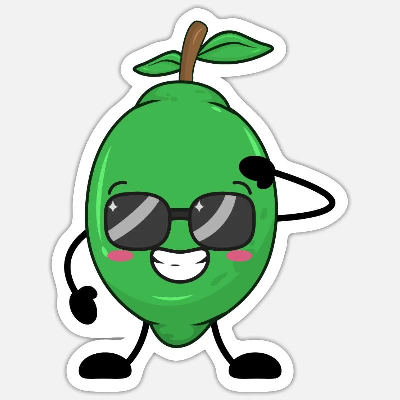 citron vert - Sticker taille S (10 x 10 cm) - blanc mat