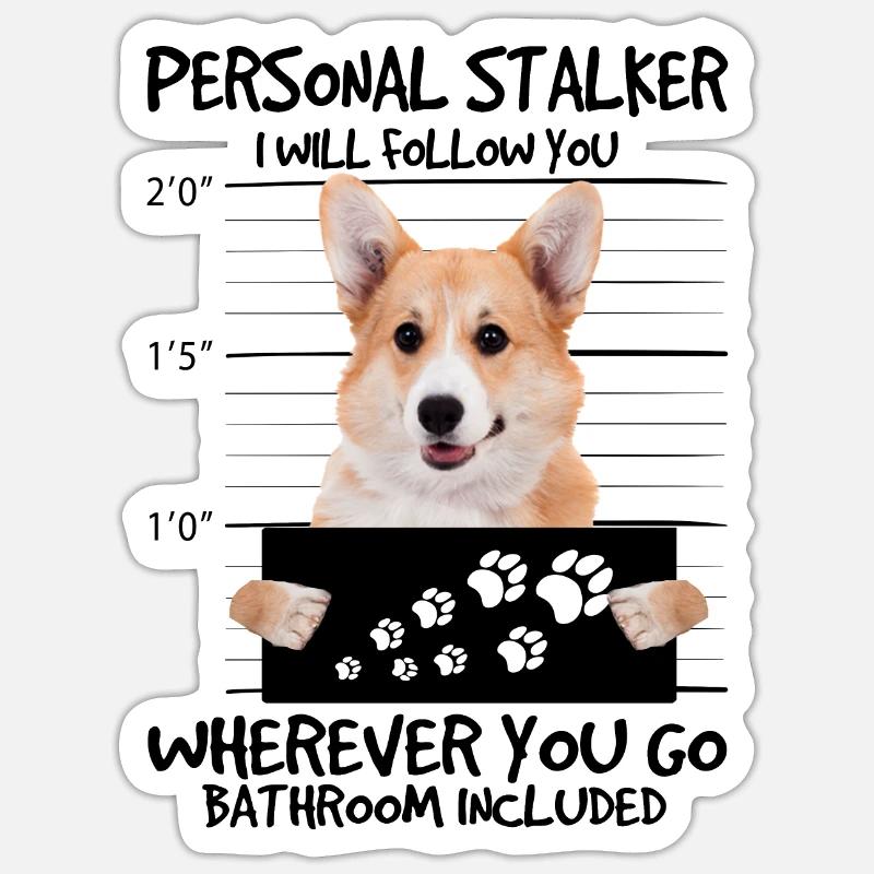 Welsh Corgi - Sticker taille S (10 x 10 cm) - blanc mat