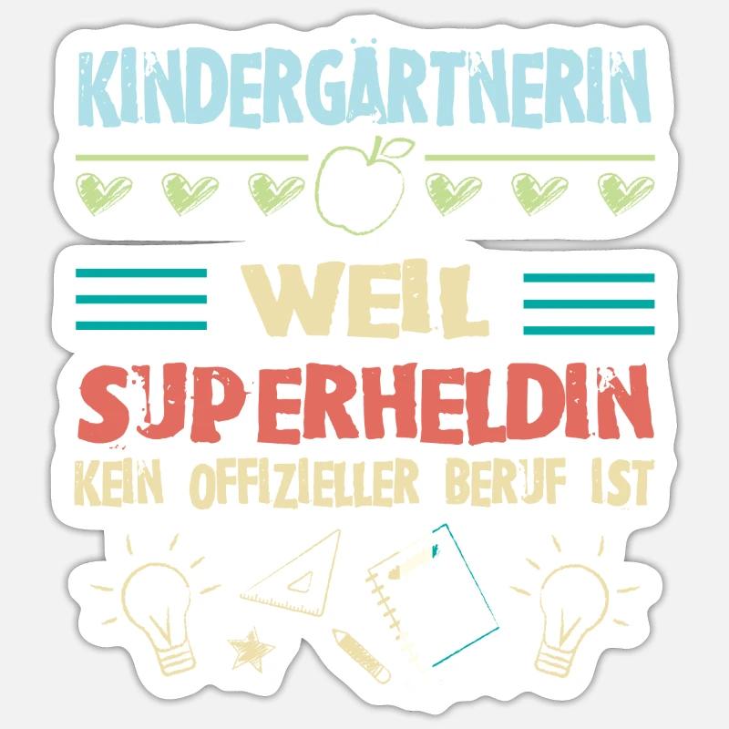 Kindergärtnerin superheldin - Sticker Größe S (10 x 10 cm) - Mattweiß