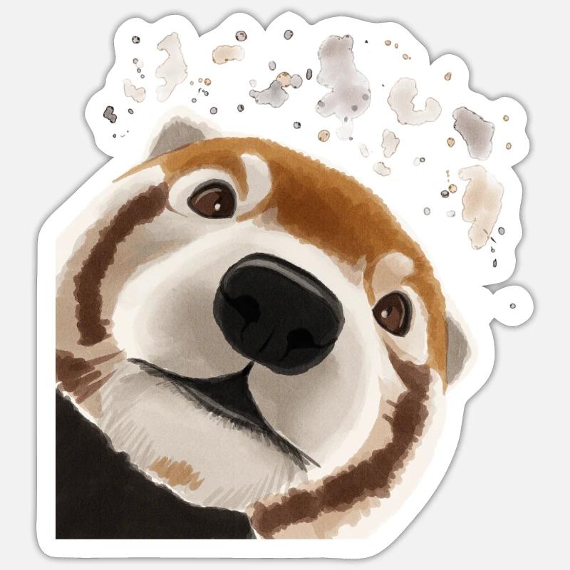 Curious Red Panda - Sticker size S (10 x 10 cm) - white matte