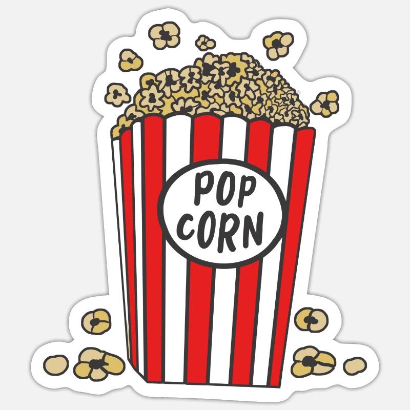 Pop-corn - Sticker taille S (10 x 10 cm) - blanc mat