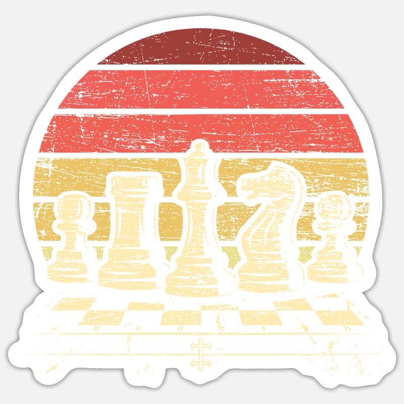 Chess retro - Sticker size S (10 x 10 cm) - white matte