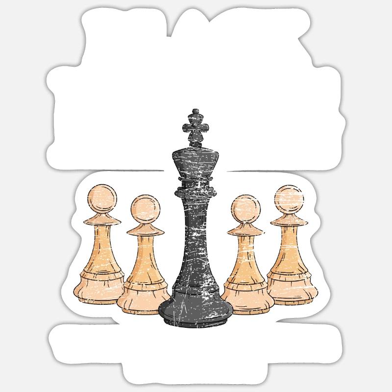 Chess Black King - Sticker taille S (10 x 10 cm) - blanc mat