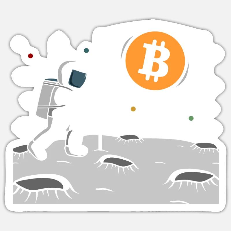Astronaut Bitcoin Lune BTC - Sticker taille S (10 x 10 cm) - blanc mat