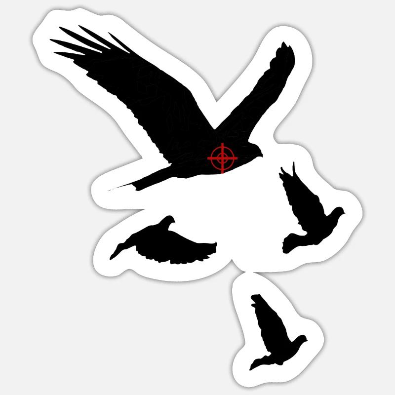 hawk vs pigeons - Sticker size S (10 x 10 cm) - white matte