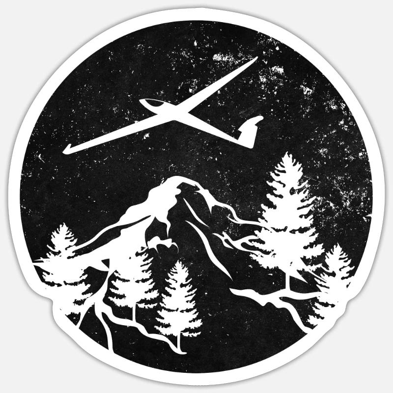 Glider Mountains - Sticker size S (10 x 10 cm) - white matte