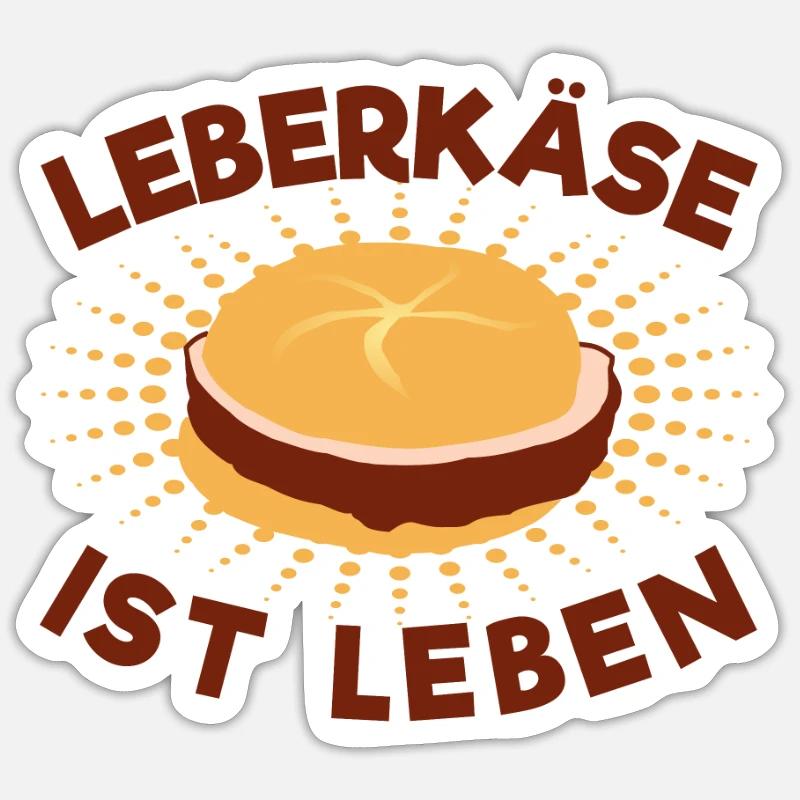 Lustiges Leberkäse Geschenk Fleischkäse Fleischkas - Sticker Größe S (10 x 10 cm) - Mattweiß