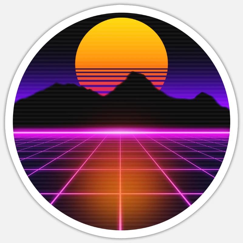 80s outrun vaporwave synthwave retro style - Sticker size S (10 x 10 cm) - white matte