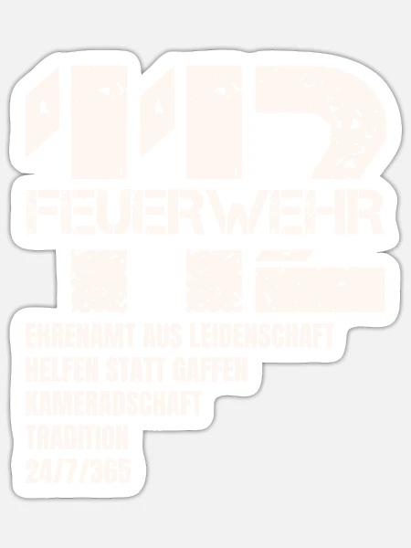 112 Feuerwehr Geschenk - Sticker Größe S (10 x 10 cm) - Mattweiß