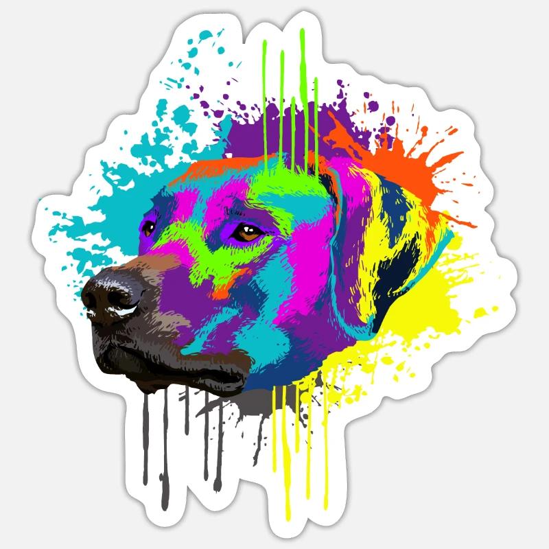 Splash Art Rhodesian Ridgeback Hund Geschenk - Sticker Größe S (10 x 10 cm) - Mattweiß