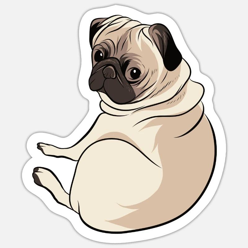 Mops - Sticker Größe S (10 x 10 cm) - Mattweiß
