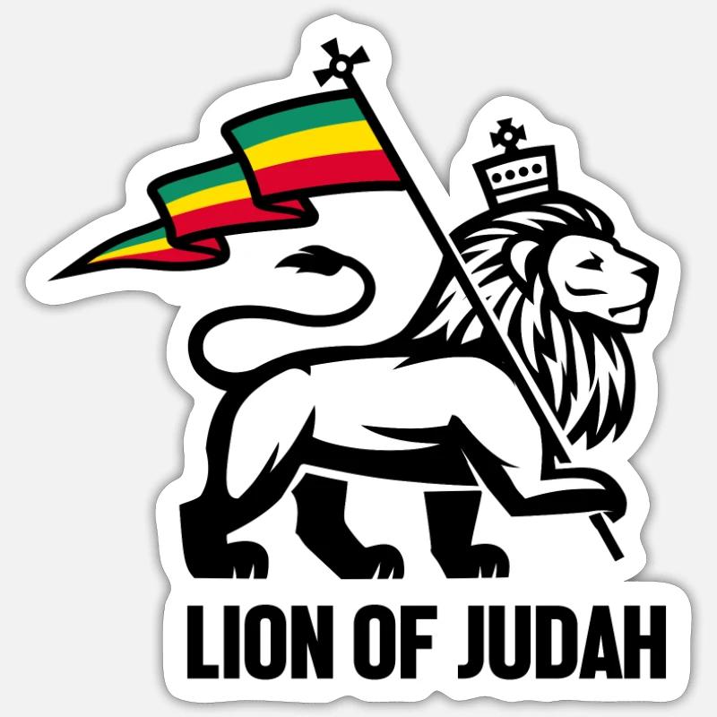 Lion de Juda., drapeau rasta - Sticker taille S (10 x 10 cm) - blanc mat