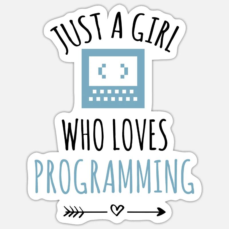 Programmer coding girl programming - Sticker size S (10 x 10 cm) - white matte