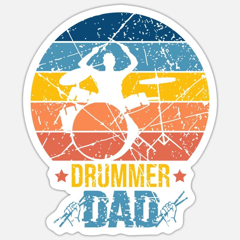 Drums dad - Sticker size S (10 x 10 cm) - white matte