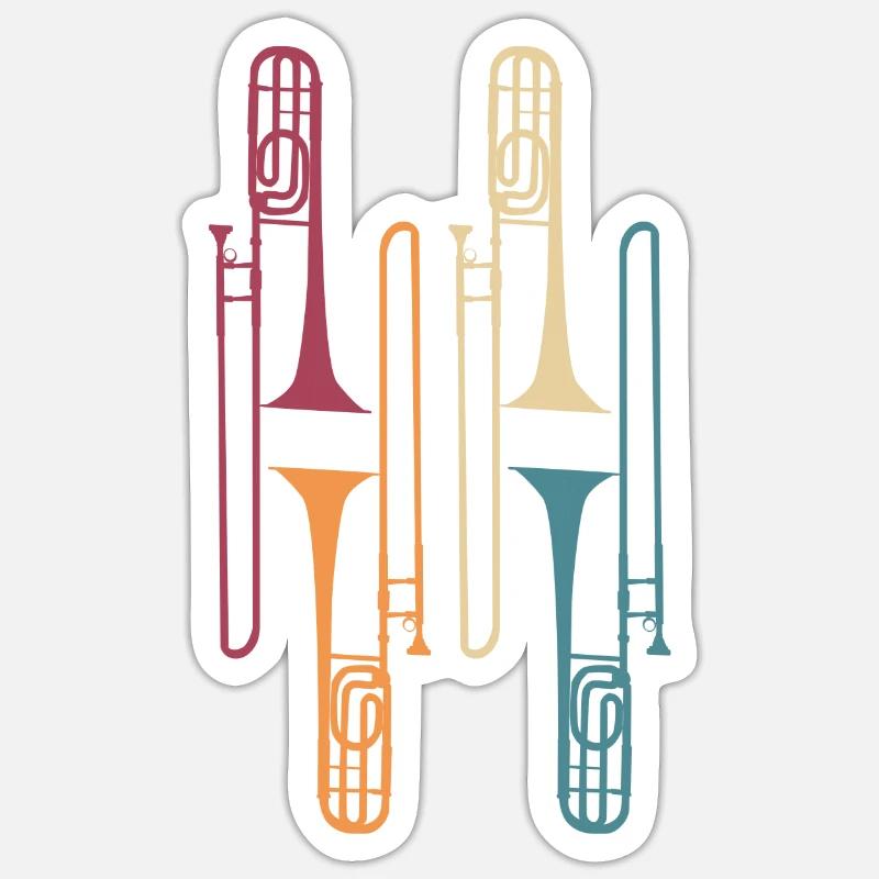 Instrument de trombone - Sticker taille S (10 x 10 cm) - blanc mat