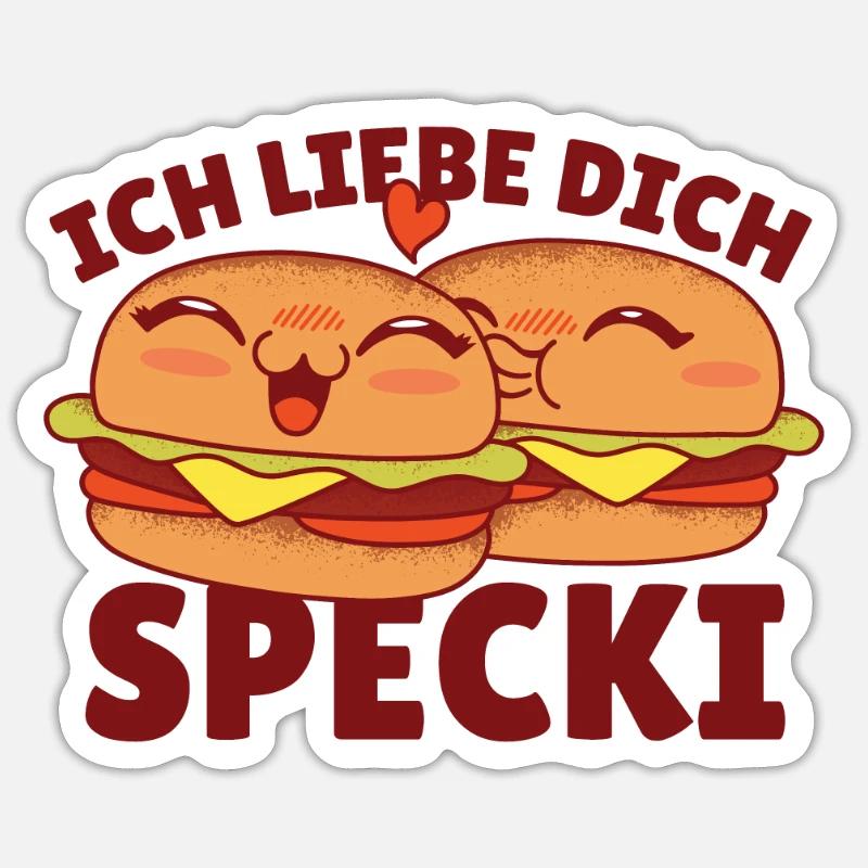 Hamburger Ich liebe dich Specki - Sticker Größe S (10 x 10 cm) - Mattweiß