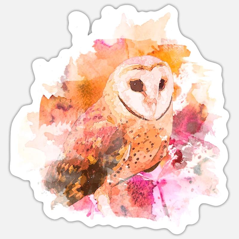 Hibou - Sticker taille S (10 x 10 cm) - blanc mat