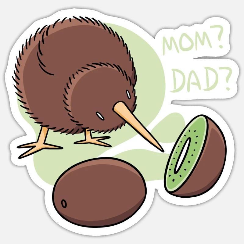 doux bébé Kiwi - Sticker taille S (10 x 10 cm) - blanc mat
