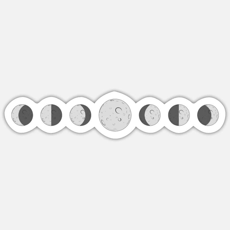 Phases de la lune - Sticker taille S (10 x 10 cm) - blanc mat