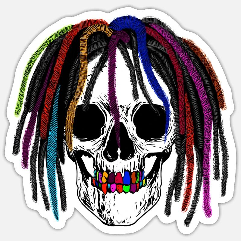 Jamaïque Reggae Rasta Rasta Dreadlock Skull Sticker taille S (10 x 10 cm)