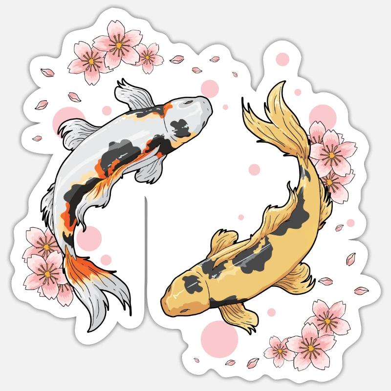 Poisson Kois - Sticker taille S (10 x 10 cm) - blanc mat