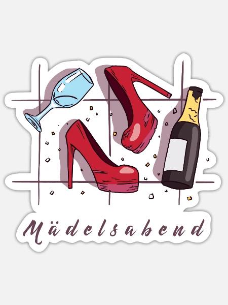 Mädelsabend-Shirt - Sticker Größe S (10 x 10 cm) - Mattweiß