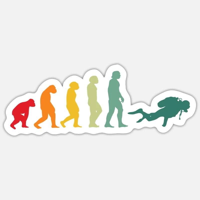 Tauchen Taucher Evolution Unterwasser Diving - Sticker Größe S (10 x 10 cm) - Mattweiß