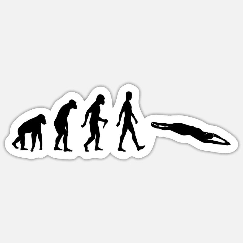 Evolution Schwimmen - Sticker Größe S (10 x 10 cm) - Mattweiß