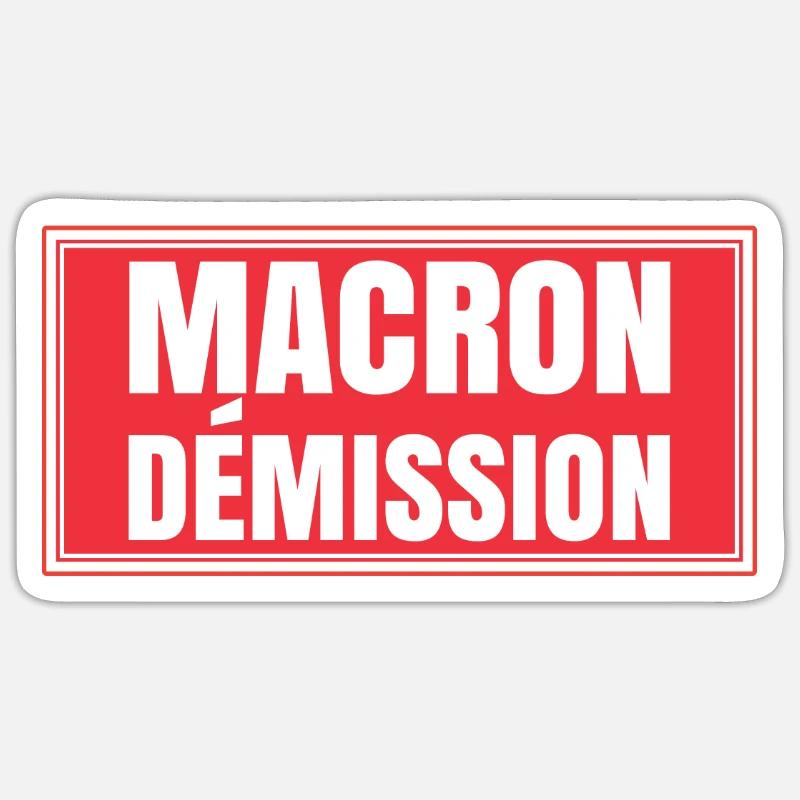 Macron resignation placard protesting strike Sticker size S (10 x 10 cm)