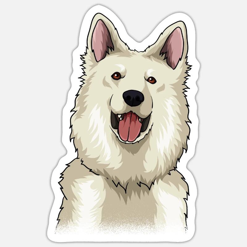 Weißer Schweizer Schäferhund Geschenk - Sticker Größe S (10 x 10 cm) - Mattweiß