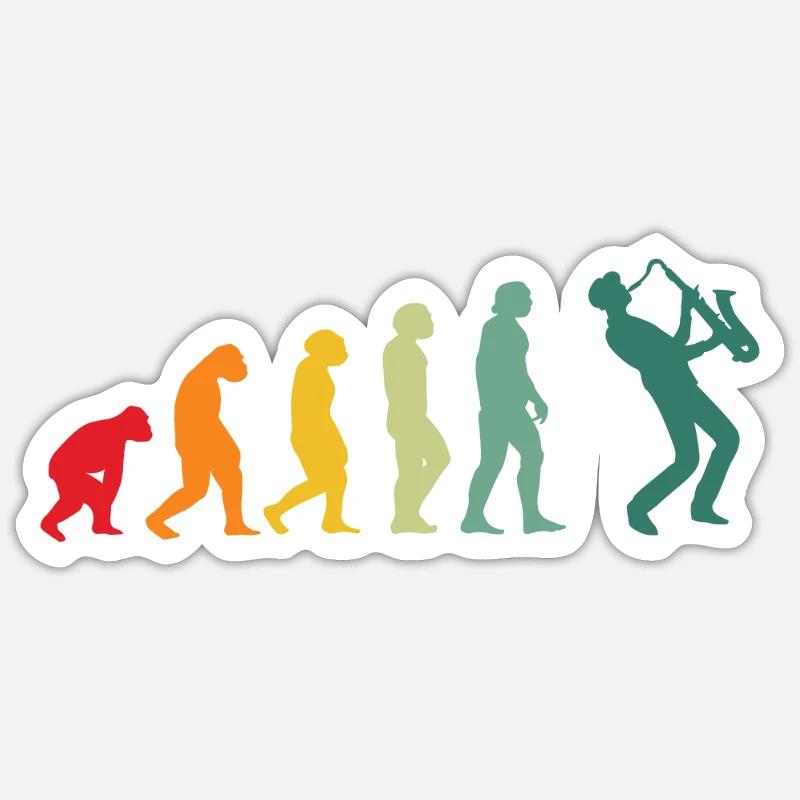 Saxophone Evolution Saxophone Player Jazz Saxophone - Sticker taille S (10 x 10 cm) - blanc mat