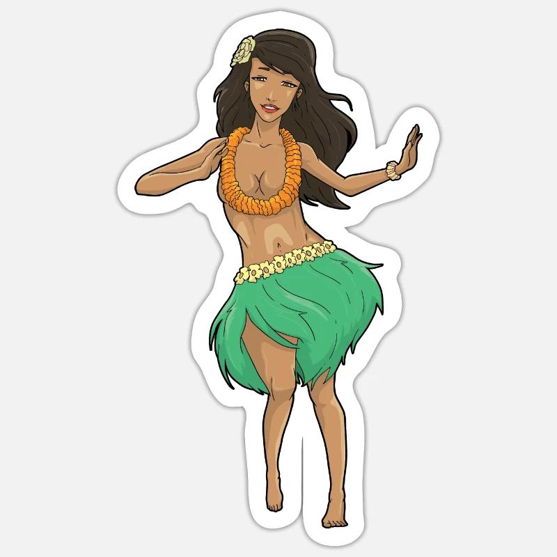 Danseur de Hula - Sticker taille S (10 x 10 cm) - blanc mat