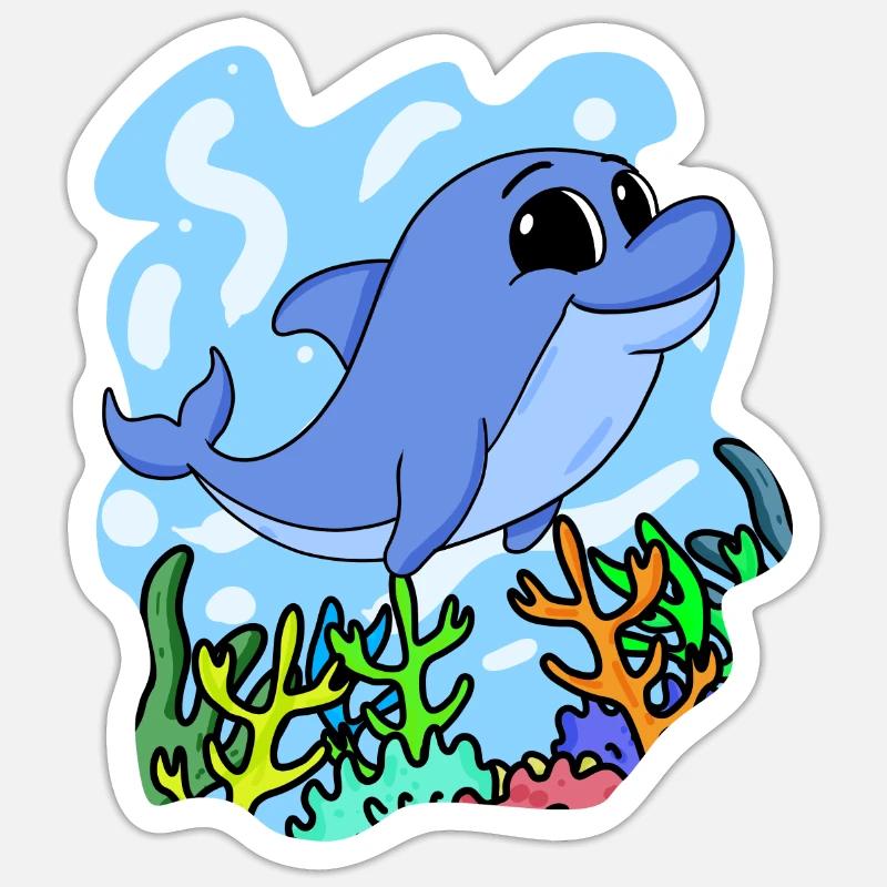 Delfin - Sticker Größe S (10 x 10 cm) - Mattweiß