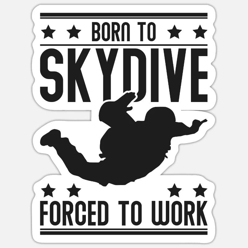 Skydive Fallschirm springen Fallschirmspringer - Sticker Größe S (10 x 10 cm) - Mattweiß