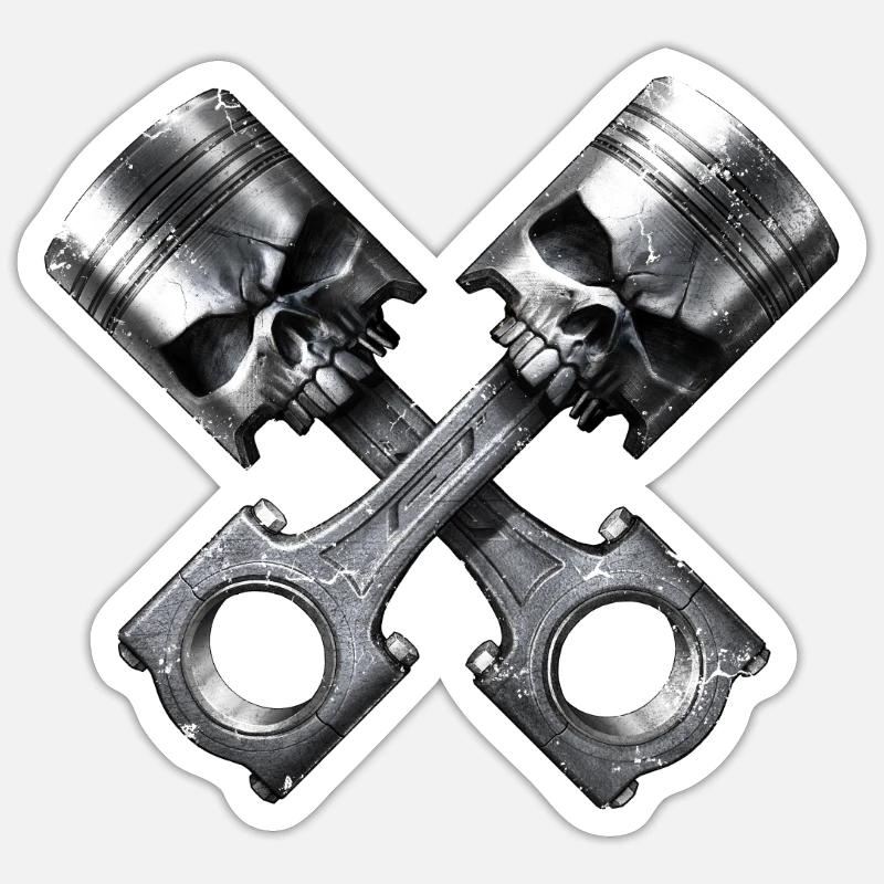Skull engine pistons Sticker size S (10 x 10 cm)
