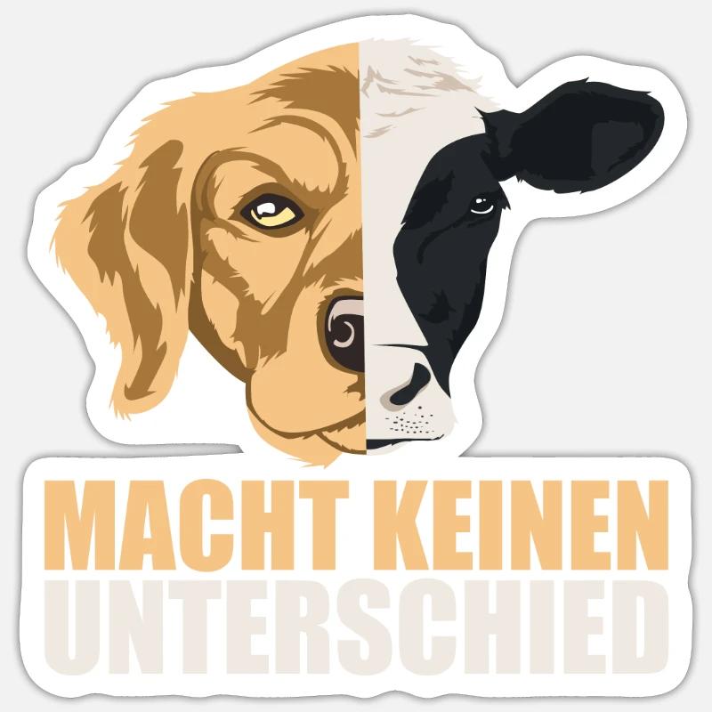 Tierschutz Design Hund oder Kuh keinen Unterschied - Sticker Größe S (10 x 10 cm) - Mattweiß