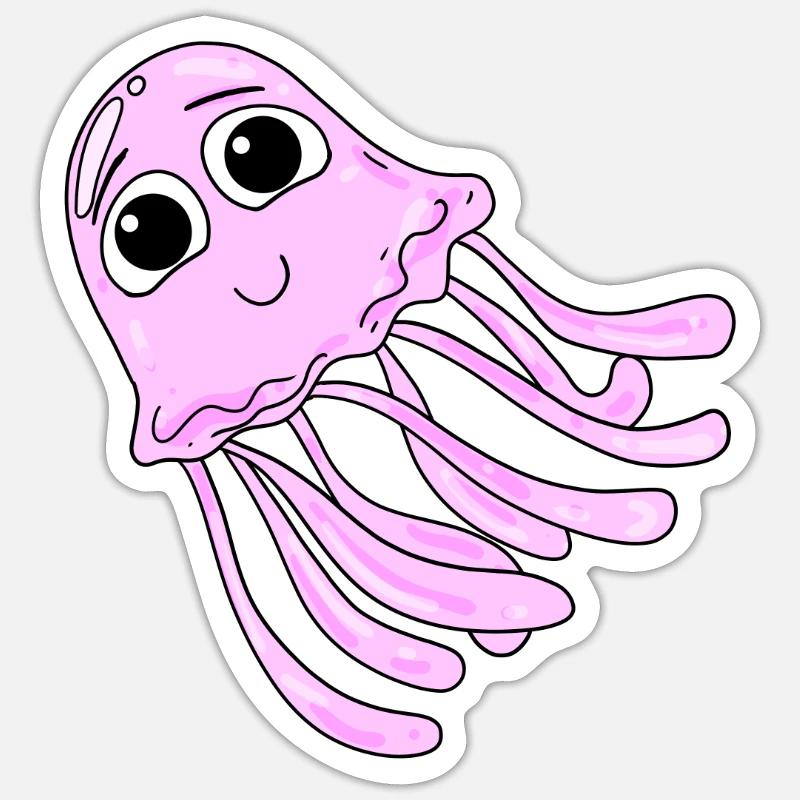 méduse - Sticker taille S (10 x 10 cm) - blanc mat