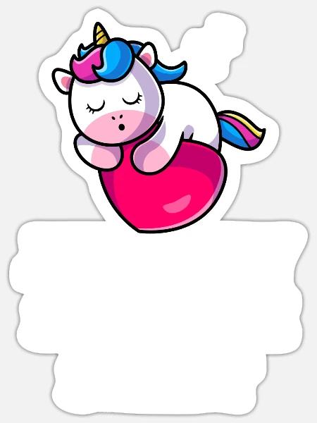 Einhorn Snooze Pyjama Nachthemd - Sticker Größe S (10 x 10 cm) - Mattweiß