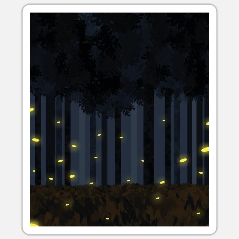 Forest firefly night Sticker size S (10 x 10 cm)