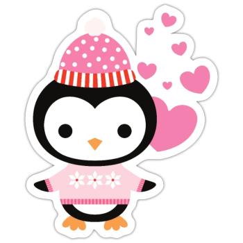 Sweet penguin with heart celebrates love - Sticker size S (10 x 10 cm) - white matte - Front
