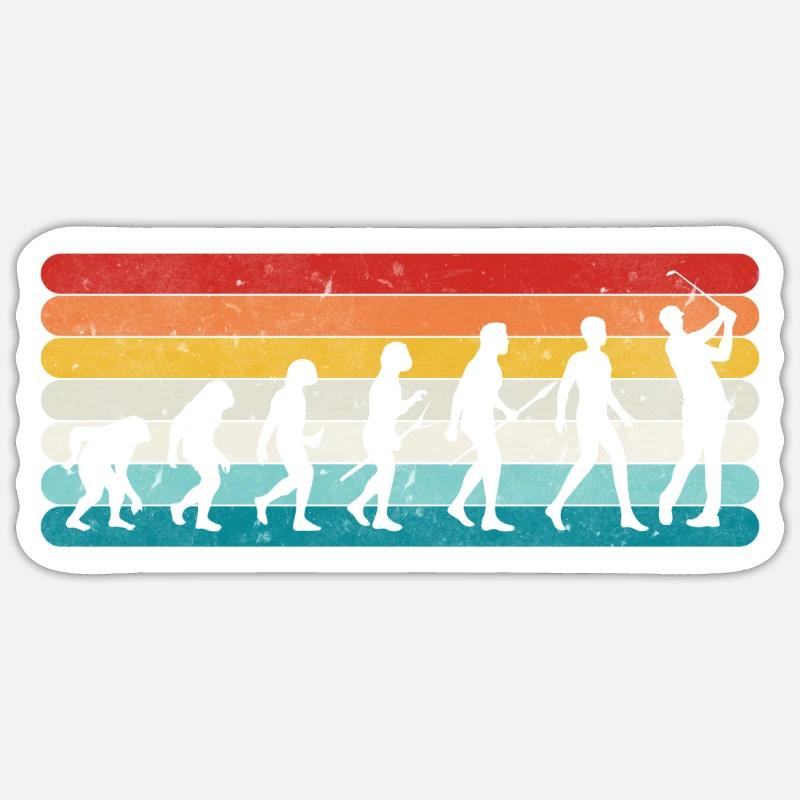 Retro Golf Evolution Vintage Golfers & Golf - Sticker size S (10 x 10 cm) - white matte
